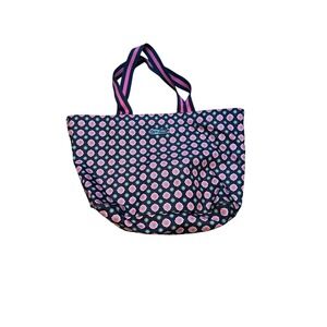 Vintage Vera Bradley Tote Bag Y2K Pink Green Geometric Print Nylon Shoulder Bag